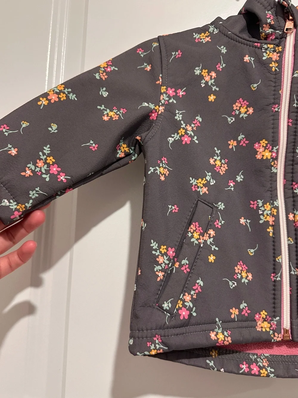 Body Glove Baby Girls' Charcoal Floral Hooded Jacket